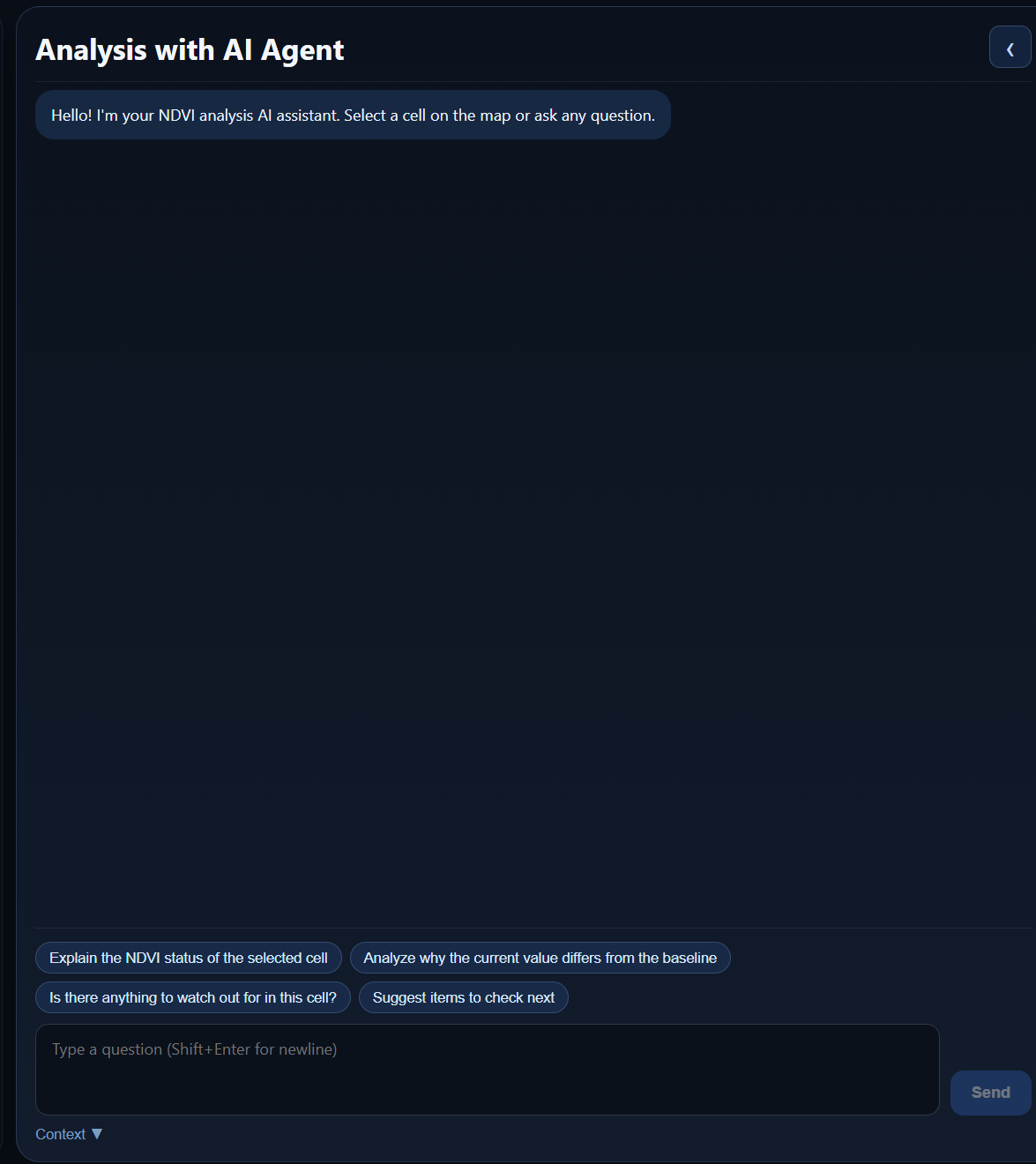 AI agent chat interface integrating satellite NDVI, news, WASDE supply-demand, and CBOT futures into natural-language answers